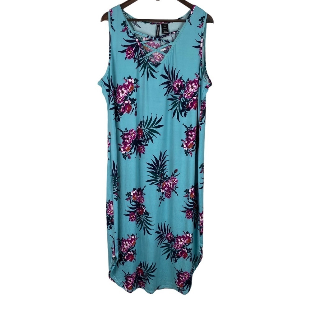 Kristin Nicole Turquoise Floral Dress
